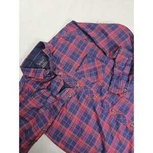 Nomad Shirt Boys Medium 10/12 Blue Red Plaid Button Down Long Sleeve Flannel